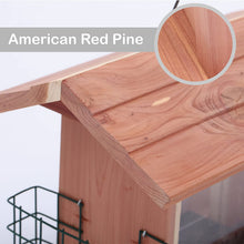 Load image into Gallery viewer, Worth Garden Cedar Wooden Bird Feeder with Double Plastic Window and Metal Mesh