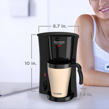 Load image into Gallery viewer, BLACK+DECKER Brew &#39;n Go Personal Coffeemaker with Travel Mug, Black/Beige, DCM18