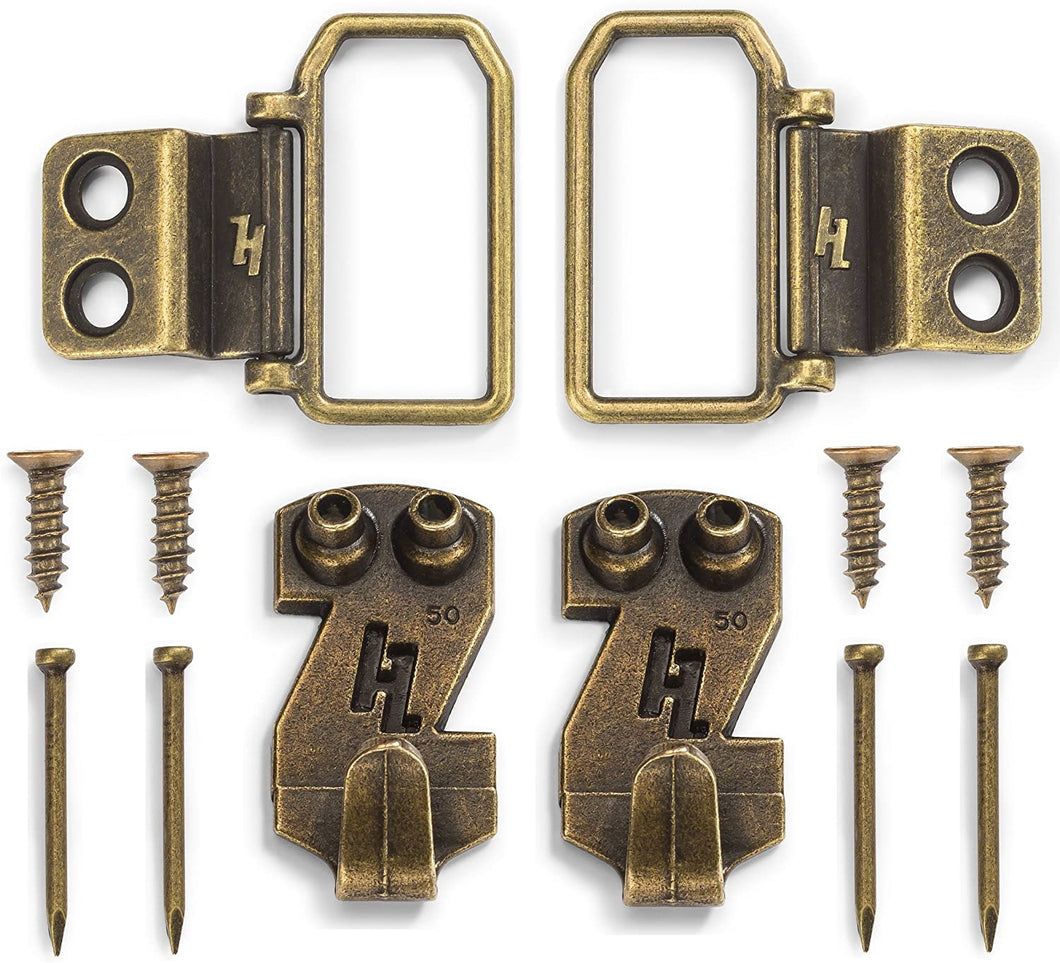 HangZ Flat Mount 2-Hole D-Ring Picture Hanger Kit