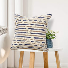 Load image into Gallery viewer, LR Resources PILLO07344BUNIIPL Textured Stripe Throw Pillow, 18" x 18", Blue/Natural