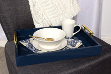Load image into Gallery viewer, Kate and Laurel Lipton Modern Rectangular Tray, 16.5 x 12.25, White and Silver, Decorative Accent Tray for Storage and Display