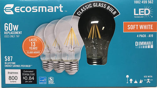 Ecosmart 60W LED soft white Vintage A19 (60)