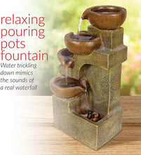 Load image into Gallery viewer, Alpine Corporation WCT726 Tiering Pots Fountain, 17 Inch Tall, Brown