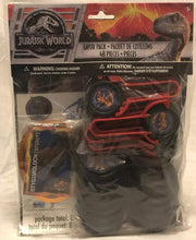 Load image into Gallery viewer, Jurassic World or Jurassic Park Party Supplies Birthday Favor Pack - Variety Assortment Bundle of Masks, Trading Cards, Novelty Glasses, Temporary Tattoos, Stickers, and Disc Shooters For 8 Guests