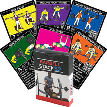 Load image into Gallery viewer, Stack 52 Barbell Exercise Cards. Weight Lifting Playing Card Game. Video Instructions Included. Bodybuilding, Strength Training, and Crossfit Workouts. Home Gym Fitness Program.