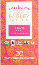 Load image into Gallery viewer, TWO LEAVES AND A BUD Paisley Organic Chai Tea 20 Bag, 0.02 Pound