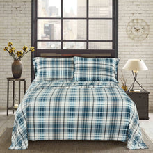 Load image into Gallery viewer, Sunbeam Super Soft Heavyweight Fleece Sheet Set, Walker Smoke Blue, Twin