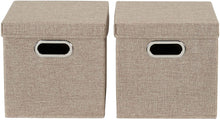 Load image into Gallery viewer, Household Essentials Café Cube Bin Storage Set with Lids and Handles