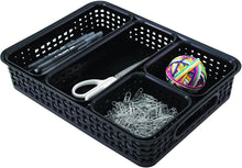 Load image into Gallery viewer, Advantus Plastic Weave Desk Organization Bins, Black, Pack of 5 (37530)