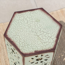 Load image into Gallery viewer, Light Weight,Elgant and Stylish Marshall Outdoor 14 Inch Sunburst Iron Side Table,Crackle Green,Great Addition to Your Patio and Outdoor Decor
