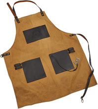 Load image into Gallery viewer, PIT BOSS 67285 Canvas and Leather Embossed Pockets and Bottle Opener BBQ Grilling Apron, Brown