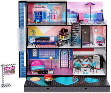 Load image into Gallery viewer, LOL Surprise OMG House – New Real Wood Doll House with 85+ Surprises | 3 Stories, 6 Rooms including Elevator, Tub, Pool, Patio, Living Room, Kitchen, Piano Bedroom, Bathroom, and Fashion Closet