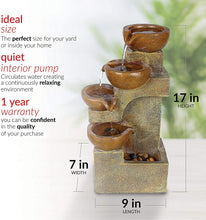 Load image into Gallery viewer, Alpine Corporation WCT726 Tiering Pots Fountain, 17 Inch Tall, Brown