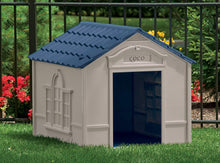 Load image into Gallery viewer, Suncast Outdoor Dog House with Door - Water Resistant and Attractive for Small to Large Sized Dogs - Easy to Assemble - Perfect for Backyards