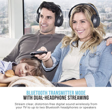 Load image into Gallery viewer, MEE audio Connect Hub Universal Dual Headphone and Speaker Bluetooth Audio Transmitter and Receiver for TV with aptX Low Latency, optical and analog pass-through, extended range, and volume boost