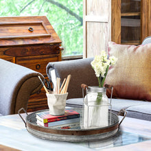 Load image into Gallery viewer, Stonebriar Oval Galvanized Metal Serving Tray with Rust Trim and Metal Handle