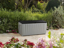 Load image into Gallery viewer, Keter Novel 90 Gallon Resin Deck Box-Organization and Storage for Patio Furniture Outdoor Cushions, Throw Pillows, Garden Tools and Pool Toys, Grey/Black