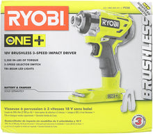 Load image into Gallery viewer, Ryobi P238 18V One+ Brushless 1/4 2,000 Inch Pound, 3,100 RPM Cordless Impact Driver w/ Gripzone Overmold, Belt Clip, and Tri-Beam LED (Power Tool Only, Battery Not Included)