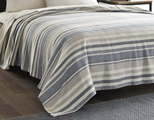 Load image into Gallery viewer, Eddie Bauer 213122 Herringbone Blanket, Twin, Blue Stripe