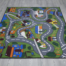 Load image into Gallery viewer, Ottomanson Jenny Collection Grey Base with Multi Colors Kids Children's Educational Road Traffic System Design(Non-Slip) Area Rug, 8'2" X 9'10", Multicolor