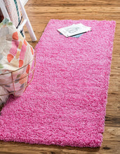 Load image into Gallery viewer, Unique Loom Solo Solid Shag Collection Modern Plush Taffy Pink Runner Rug (3' x 10')