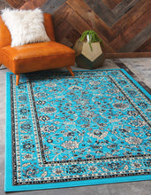 Load image into Gallery viewer, Unique Loom Kashan Collection Traditional Floral Overall Pattern with Border Black Area Rug