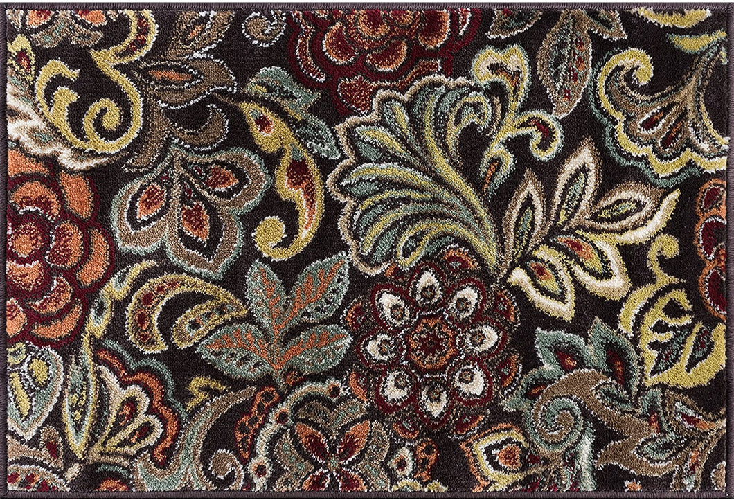 Emmalyn Transitional Floral Navy Rectangle Area Rug, 9' x 12.6'