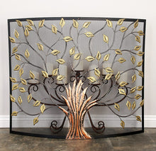 Load image into Gallery viewer, Deco 79 Lovely Traditional Metal Fire Screen, 33&quot; H x 39 L, Textured Black and Gold