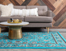Load image into Gallery viewer, Unique Loom Kashan Collection Traditional Floral Overall Pattern with Border Black Area Rug
