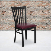 Load image into Gallery viewer, Flash Furniture HERCULES Series Black School House Back Metal Restaurant Chair - Vinyl Seat