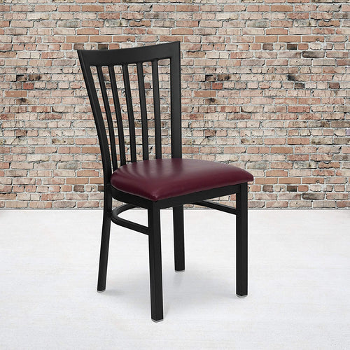 Flash Furniture HERCULES Series Black School House Back Metal Restaurant Chair - Vinyl Seat