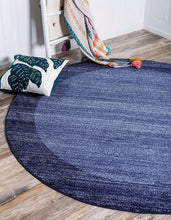 Load image into Gallery viewer, Unique Loom Del Mar Collection Contemporary Transitional Navy Blue Round Rug (8' x 8')
