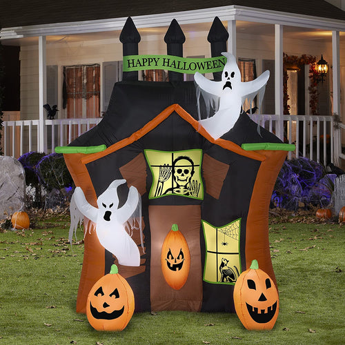Gemmy 9ft Airblown Haunted Ghost House Scene Halloween Inflatable