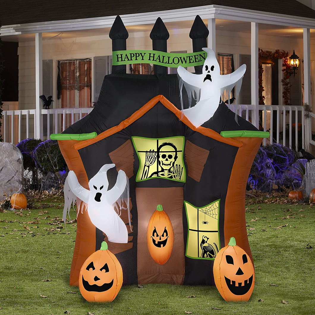 Gemmy 9ft Airblown Haunted Ghost House Scene Halloween Inflatable