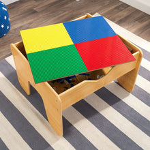 Load image into Gallery viewer, KidKraft 2-in-1 Reversible Top Activity Table with 200 Building Bricks &amp; 30Piece Wooden Train Set - Natural, 28.5" x 24" x 3.25"