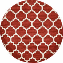 Load image into Gallery viewer, Unique Loom Trellis Collection Moroccan Lattice Red Round Rug (6' 0 x 6' 0)