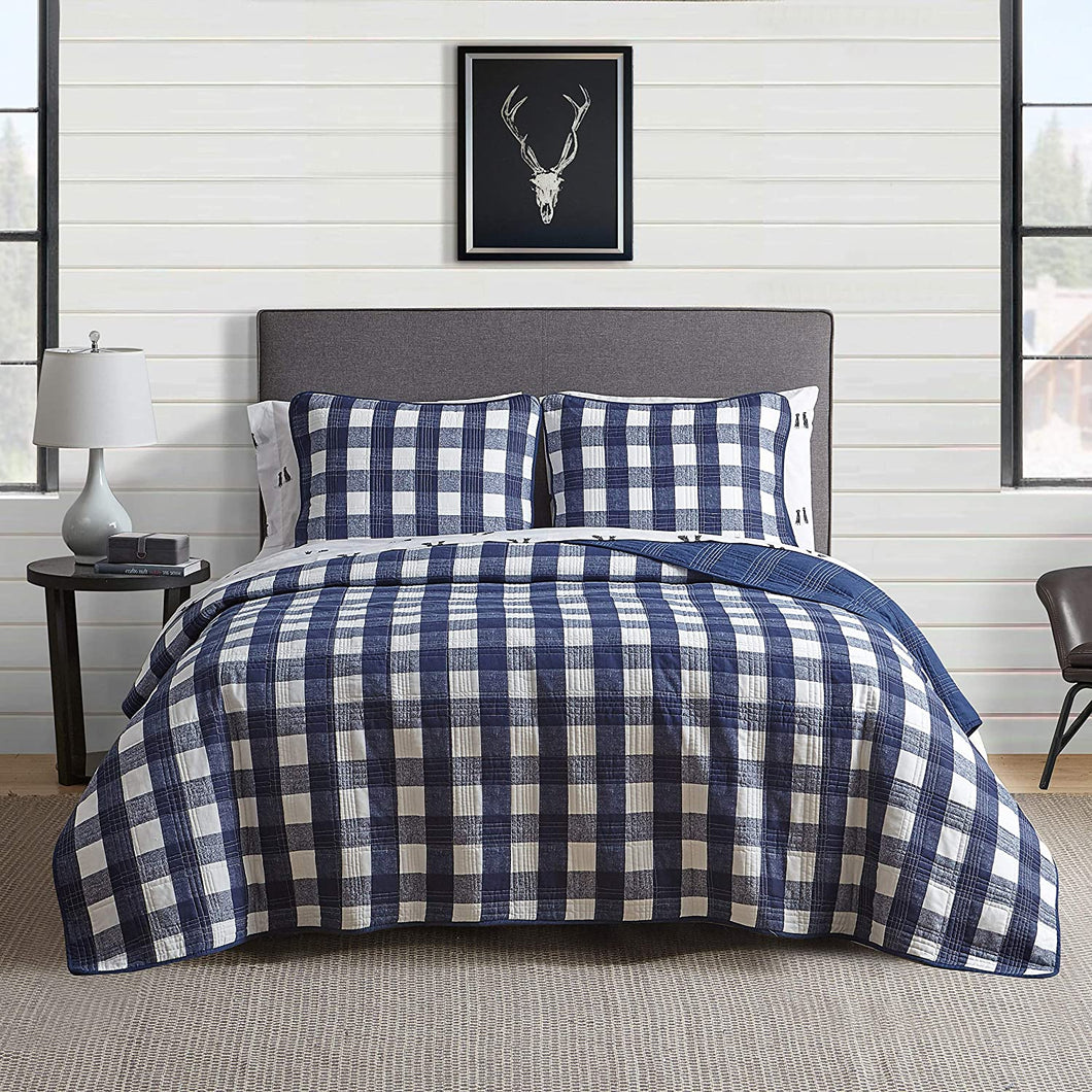 Eddie Bauer Lake House Plaid Quilt Set, Full/Queen, Blue
