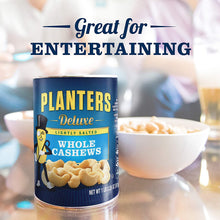 Load image into Gallery viewer, Planters Deluxe Lightly Salted Whole Cashews, 18.25oz. Resealable Canister - Lightly Salted Cashews &amp; Lightly Salted Nuts - Nutrient Dense Snacks for Adults &amp; Kids - Vegan Snacks, Kosher