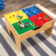 Load image into Gallery viewer, KidKraft 2-in-1 Reversible Top Activity Table with 200 Building Bricks &amp; 30Piece Wooden Train Set - Natural, 28.5" x 24" x 3.25"