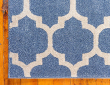 Load image into Gallery viewer, Unique Loom Trellis Collection Moroccan Lattice Light Blue Area Rug (5' x 8')