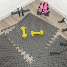 Load image into Gallery viewer, Ottomanson Multipurpose Anti-Fatigue Exercise Puzzle Interlocking EVA Tiles-24 Sq. Ft. (Black) Foam Mat, 24 SQFT (6 Tiles + Borders)