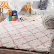 Load image into Gallery viewer, Soft &amp; Plush Geometric Drawings Kids Baby Pink Shag Area Rugs, 8 Feet x 10 Feet (8' x 10')