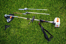 Load image into Gallery viewer, 26CC 2 Cycle 4 in 1 Multi Tool with Grass Trimmer Attachment, Hedge Trimmer Attachment , Pole Saw Attachment and Brush Cutter Blade with Bonus Harness
