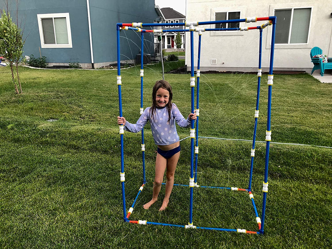 Funphix Medium Sprinklers Set with Poles and Hose - Outdoor Construction Fun for Kids with Water Sprinkler System