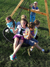 Load image into Gallery viewer, M &amp; M Sales Enterprises MM00124Web Riderz Outdoor Swing N' Spin- Safety Rated to 600 lb, 39 inch Diameter, Adjustable Hanging Ropes, Ready to Hang and Enjoy as a Family, Black