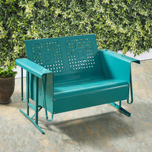 Load image into Gallery viewer, Crosley Bates Loveseat Glider Turquoise Gloss