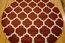 Load image into Gallery viewer, Unique Loom Trellis Collection Moroccan Lattice Red Round Rug (6' 0 x 6' 0)