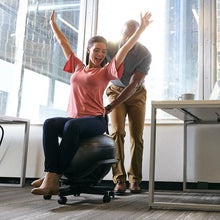 Load image into Gallery viewer, Gaiam Ultimate Balance Ball Chair (Standard or Swivel Base Option) - Premium Exercise Stability Yoga Ball Ergonomic Chair for Home and Office Desk - 52cm Anti-Burst Ball, Air Pump, Exercise Guide