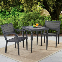 Load image into Gallery viewer, Numark Weather-Resistant Woodgrain Styled 3-Piece Metal Patio Furniture Bistro Table Set