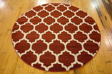Load image into Gallery viewer, Unique Loom Trellis Collection Moroccan Lattice Red Round Rug (6' 0 x 6' 0)